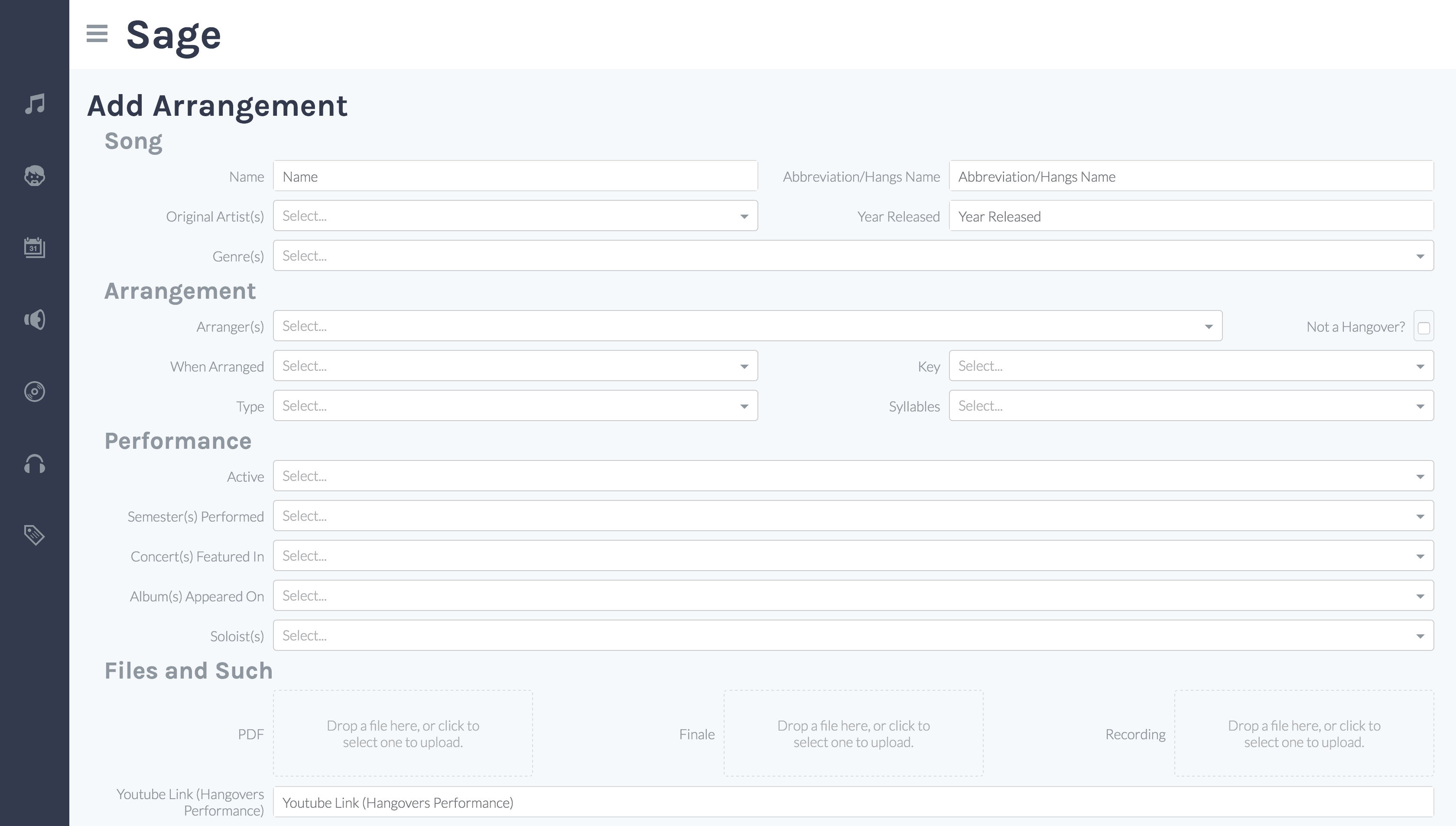 Musical Arrangement Database